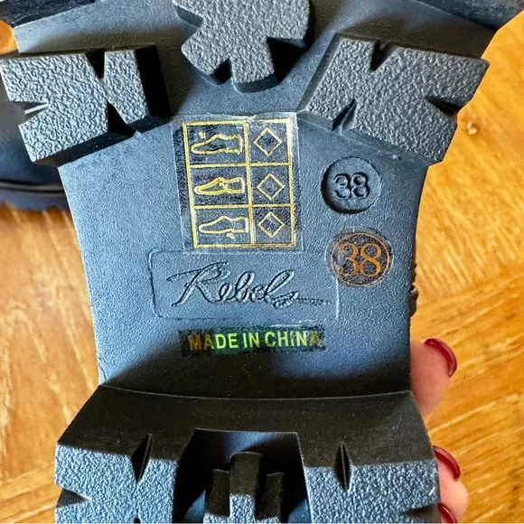 NWT black soft faux leather Renee combat boots 8M - Picture 11 of 14